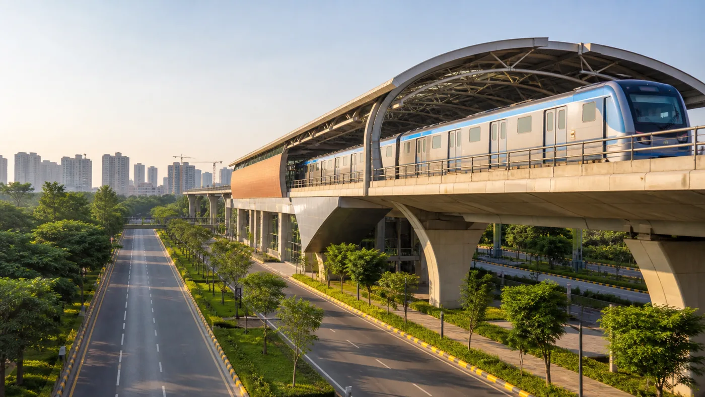 Modern Indian metro station and city connectivity